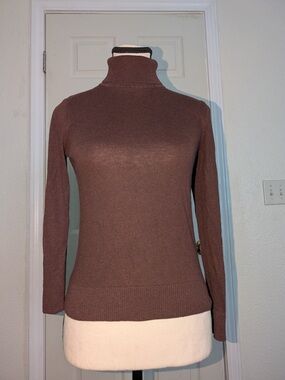 August Silk Brown Turtleneck Sweater